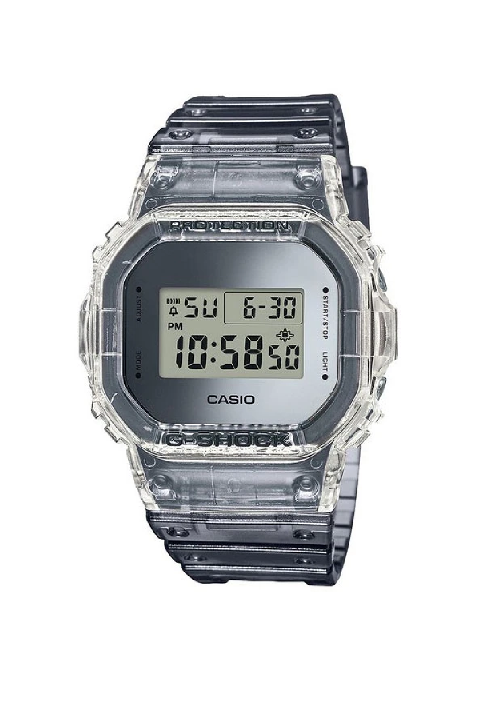 Casio G-Shock DW-5600SK-1 Clear Silver Metallic Skeleton Square